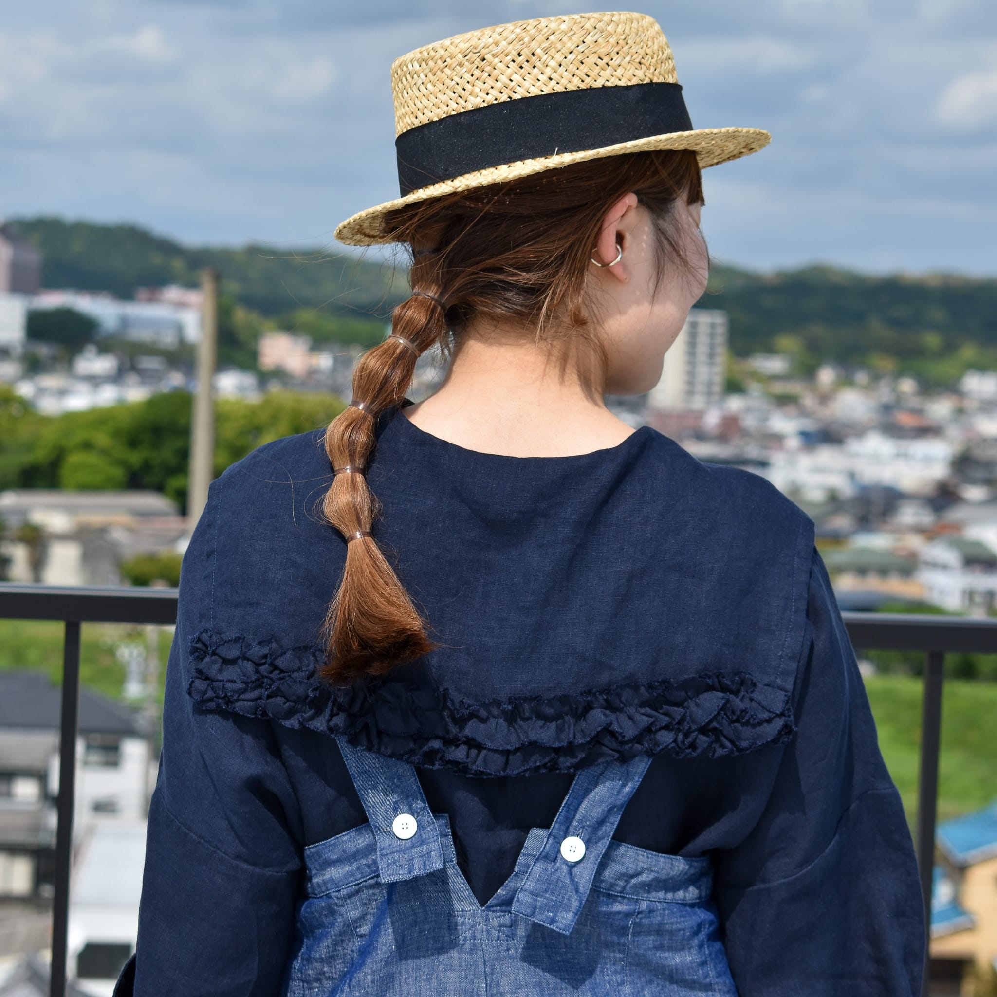 EC限定 リネンセーラーカラーブラウス ネイビー 詳細
