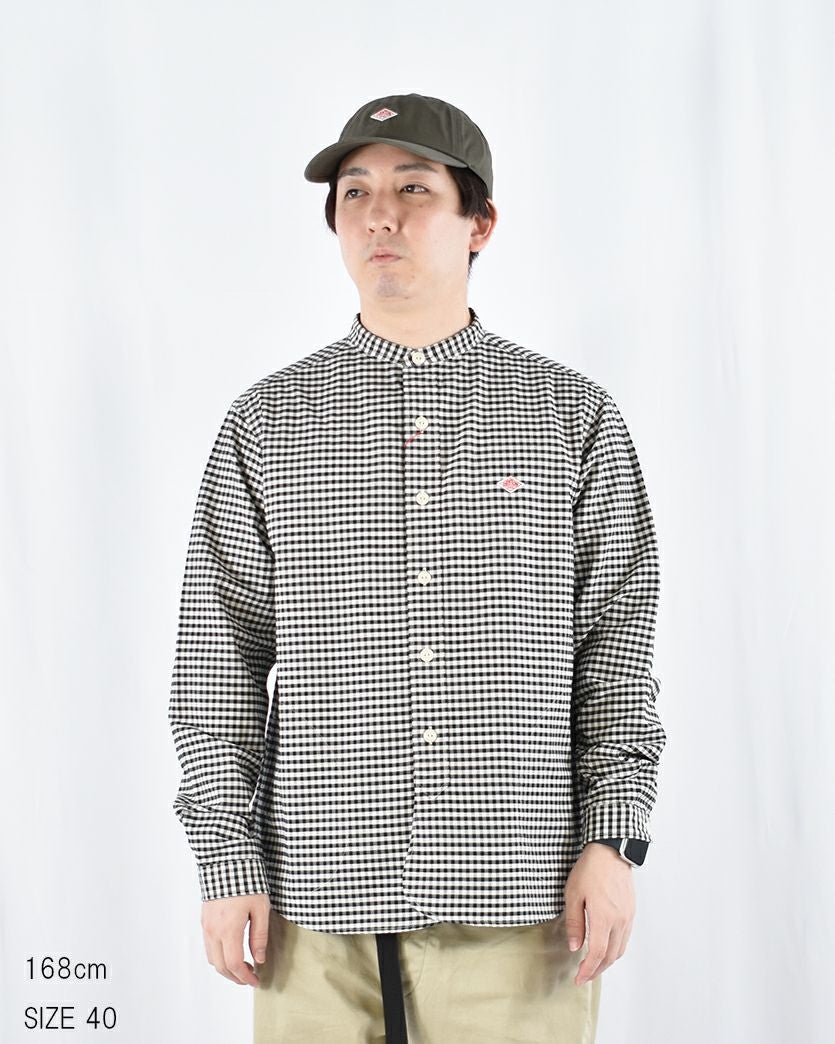 DANTON オックスバンドカラーシャツ ギンガム/ストライプ MENS