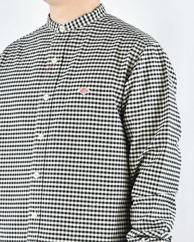DANTON オックスバンドカラーシャツ ギンガム/ストライプ MENS