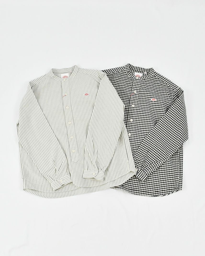 DANTON オックスバンドカラーシャツ ギンガム/ストライプ MENS