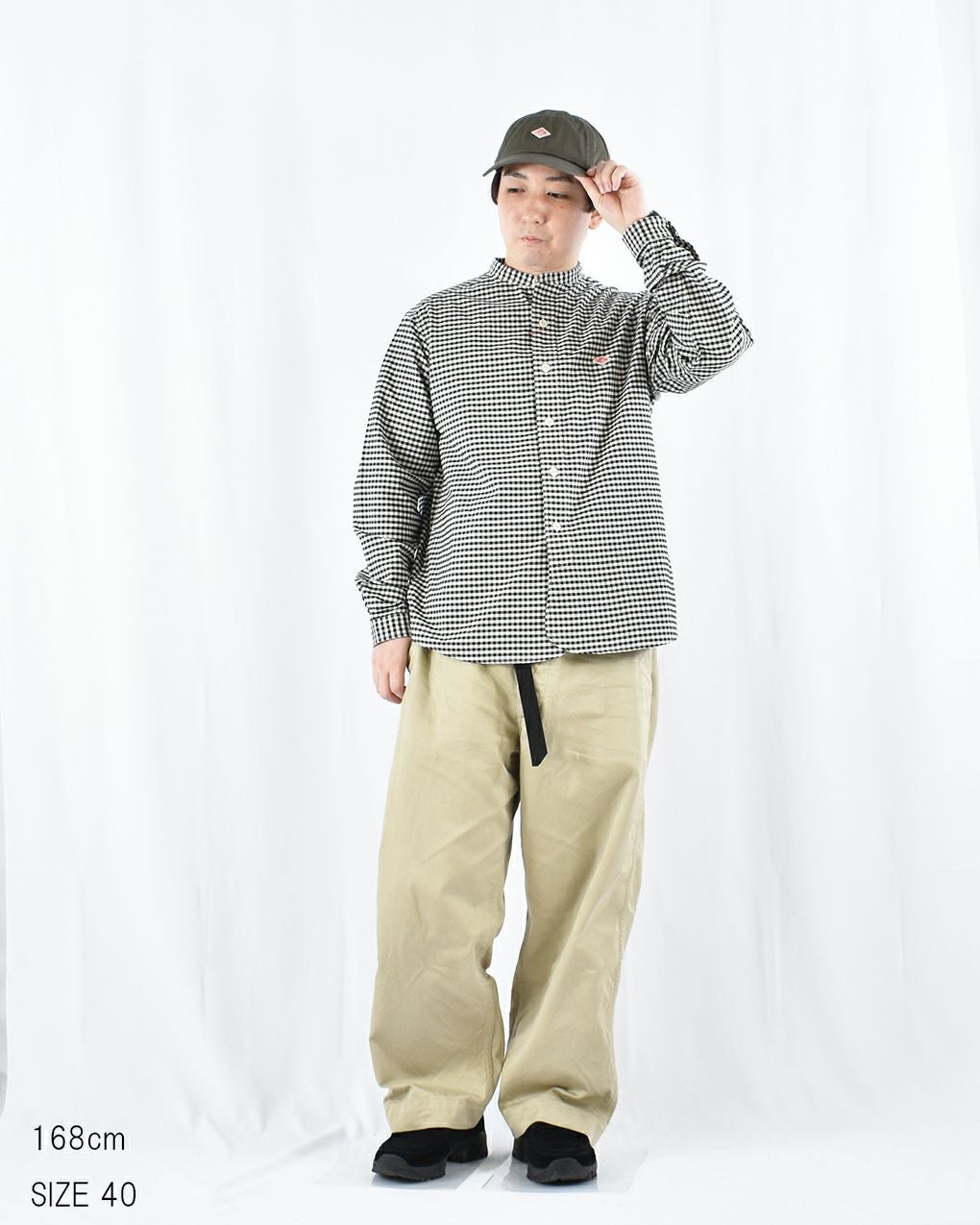 DANTON/ダントン　オックスフォードギンガムチェックバンドカラーシャツ DANTON オックスバンドカラーシャツ ギンガム/ストライプ MENS