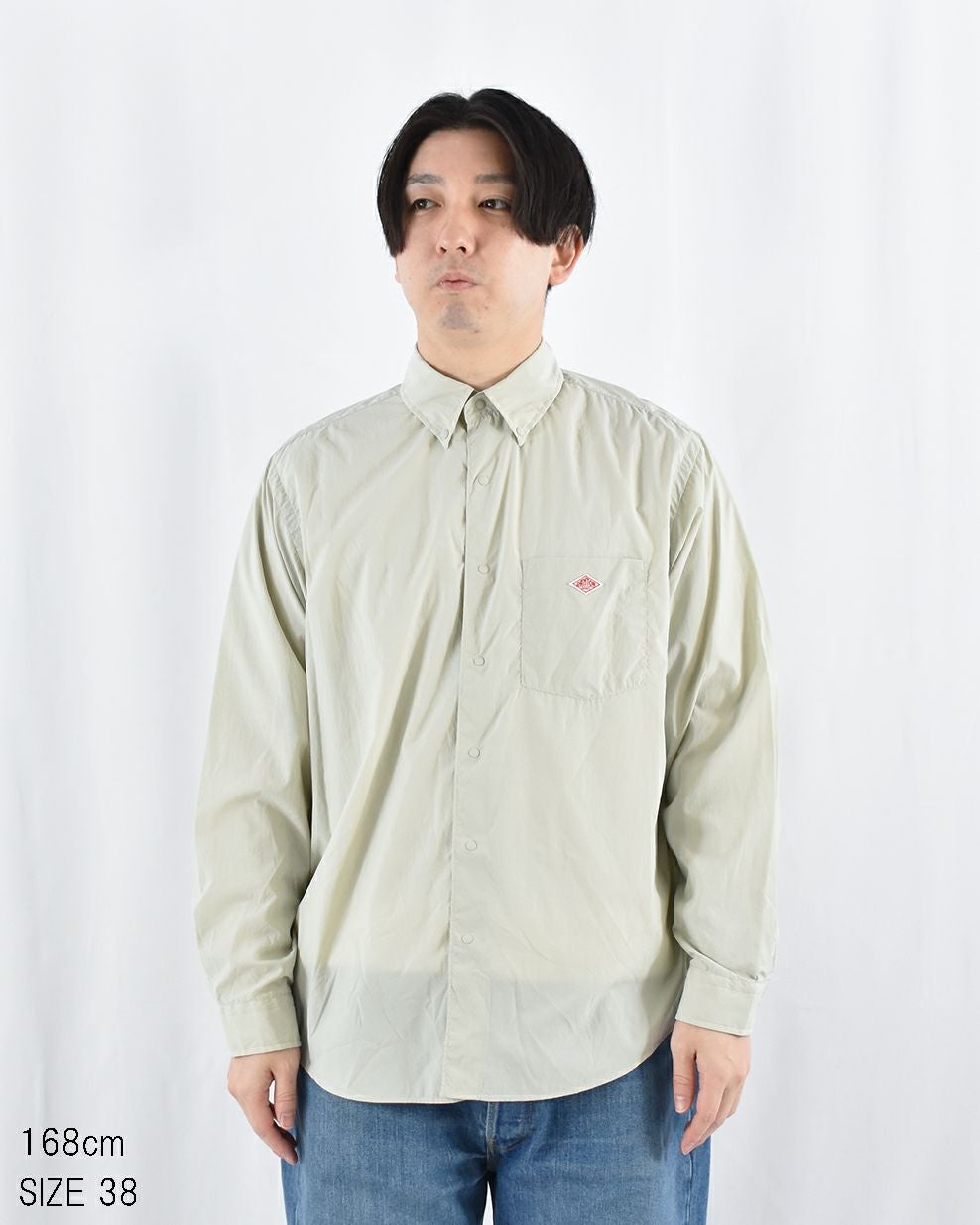 DANTON ナイロンタイプライタードットボタンB.D.長袖シャツ MENS