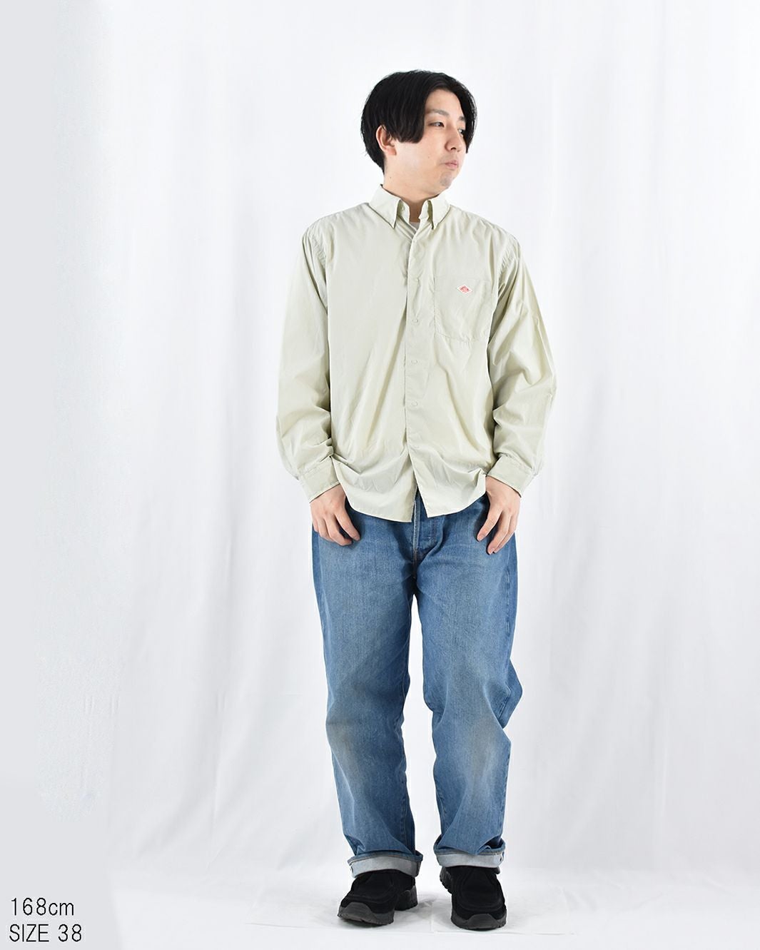 DANTON ナイロンタイプライタードットボタンB.D.長袖シャツ MENS