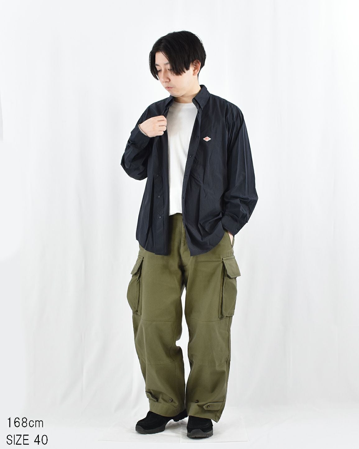 DANTON ナイロンタイプライタードットボタンB.D.長袖シャツ MENS