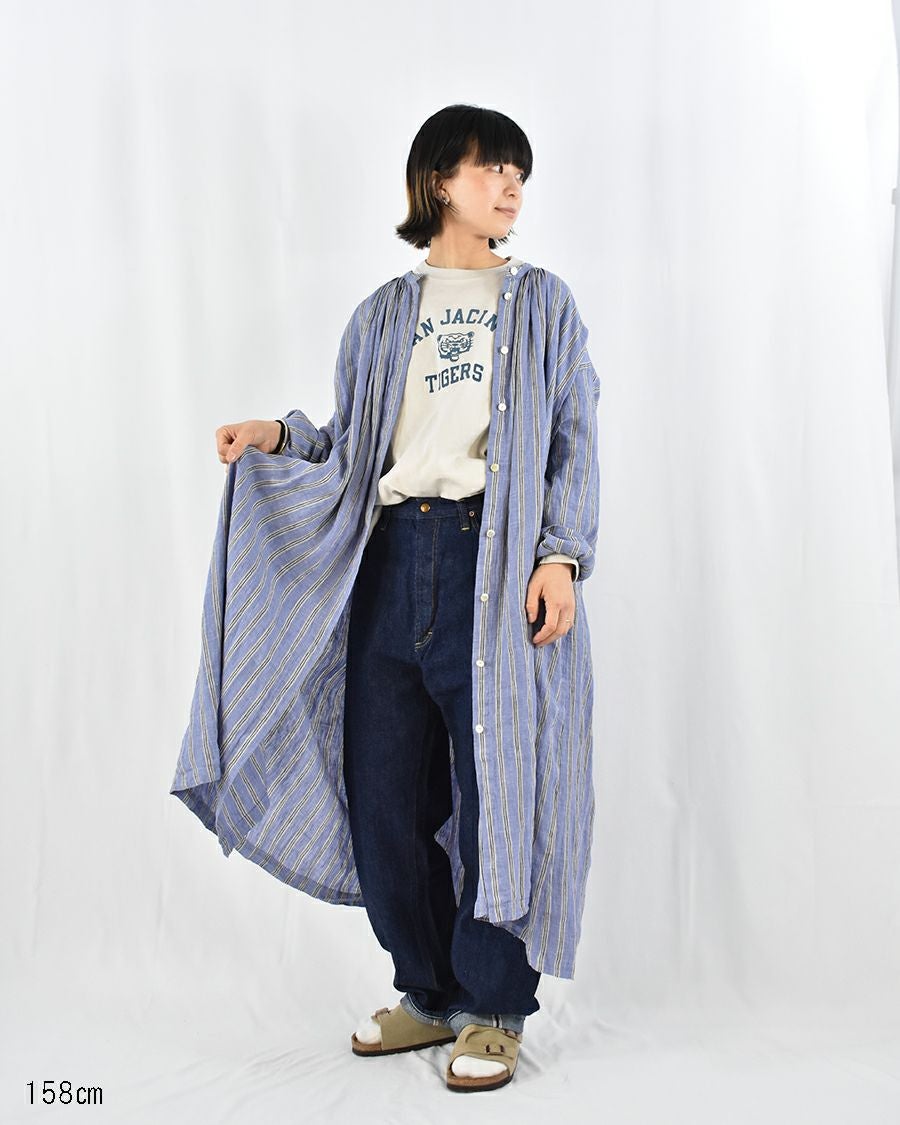 motomi.m リネンギャザー羽織りワンピース | FRENCH Bleu .rooms