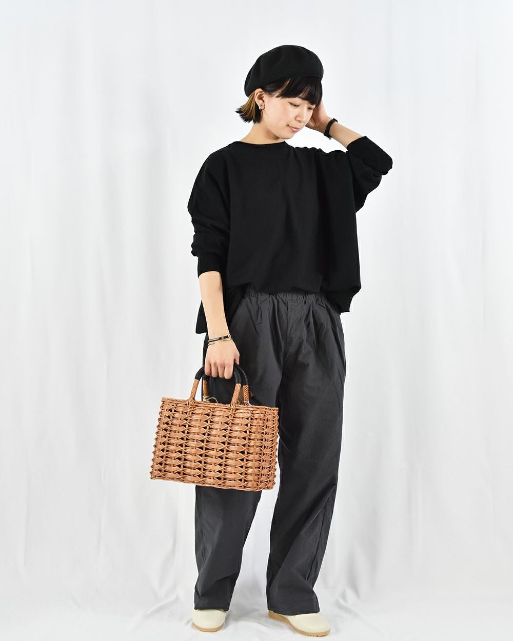 The Bagmati ウィッカー×レザースクエアカゴバッグ | FRENCH Bleu .rooms