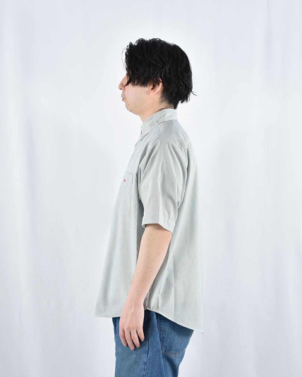 DANTON ポリエステルオックスドットボタンB.D.半袖シャツ MENS