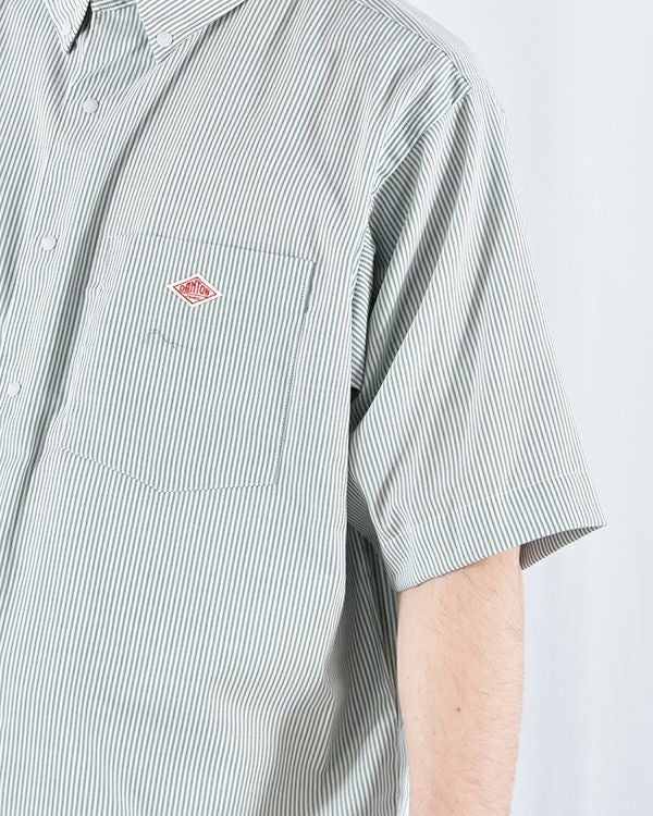 DANTON ポリエステルオックスドットボタンB.D.半袖シャツ MENS