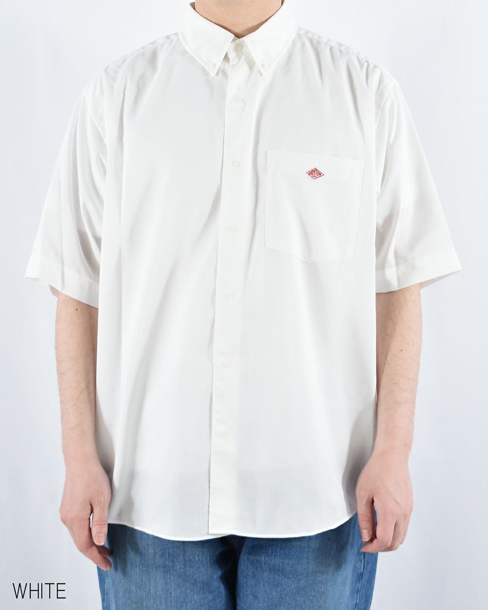 DANTON ポリエステルオックスドットボタンB.D.半袖シャツ MENS
