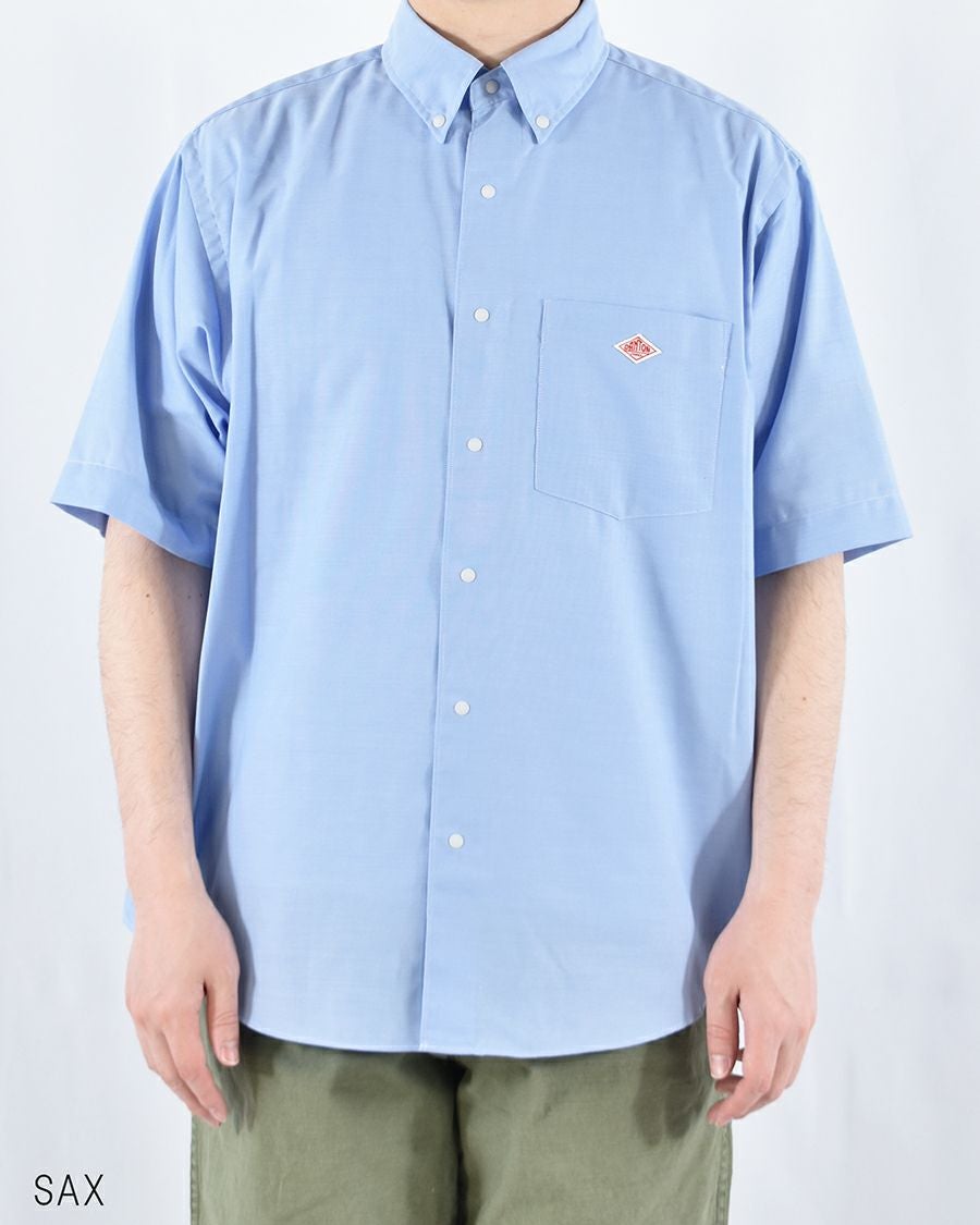 DANTON ポリエステルオックスドットボタンB.D.半袖シャツ MENS