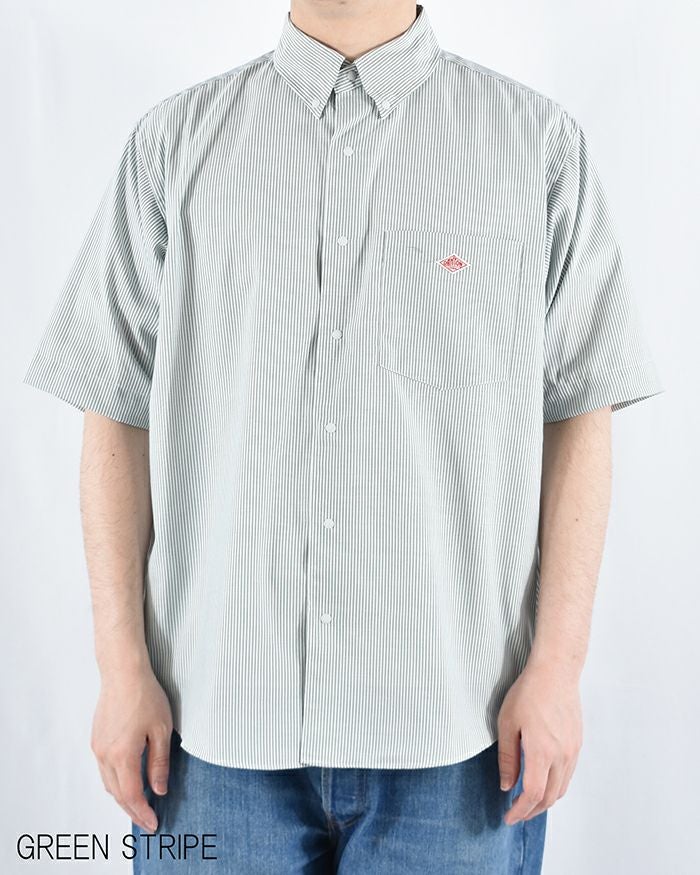 DANTON ポリエステルオックスドットボタンB.D.半袖シャツ MENS