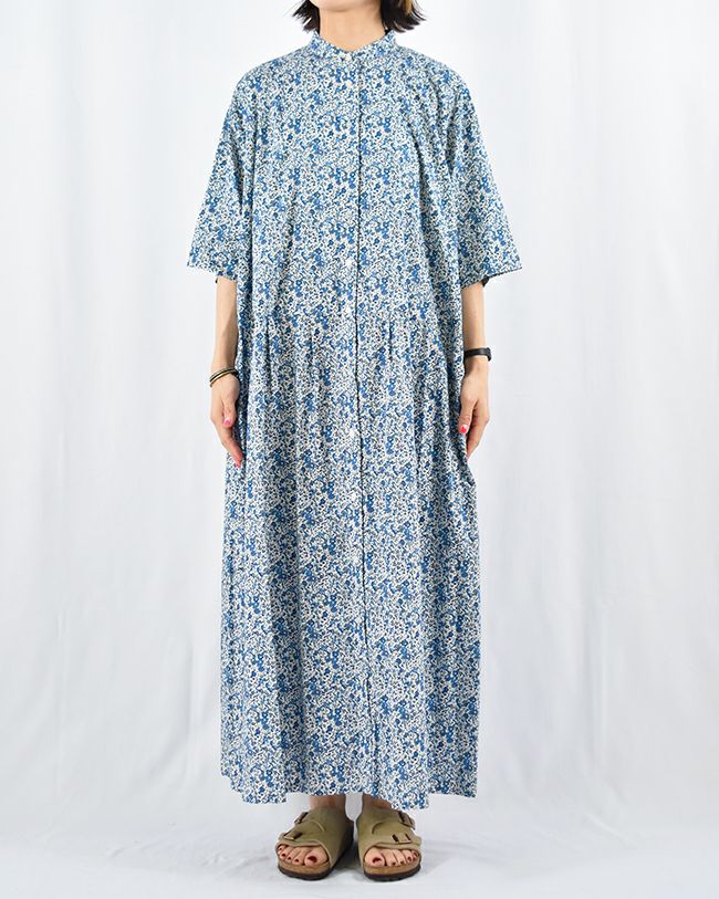 TROIS リバティバンドカラー5分袖ワンピース 120/125 | FRENCH Bleu .rooms