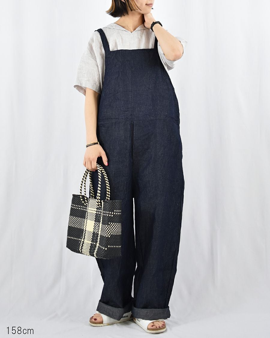 ORCIVAL リネンチェックセーラーカラー半袖プルオーバー | FRENCH Bleu