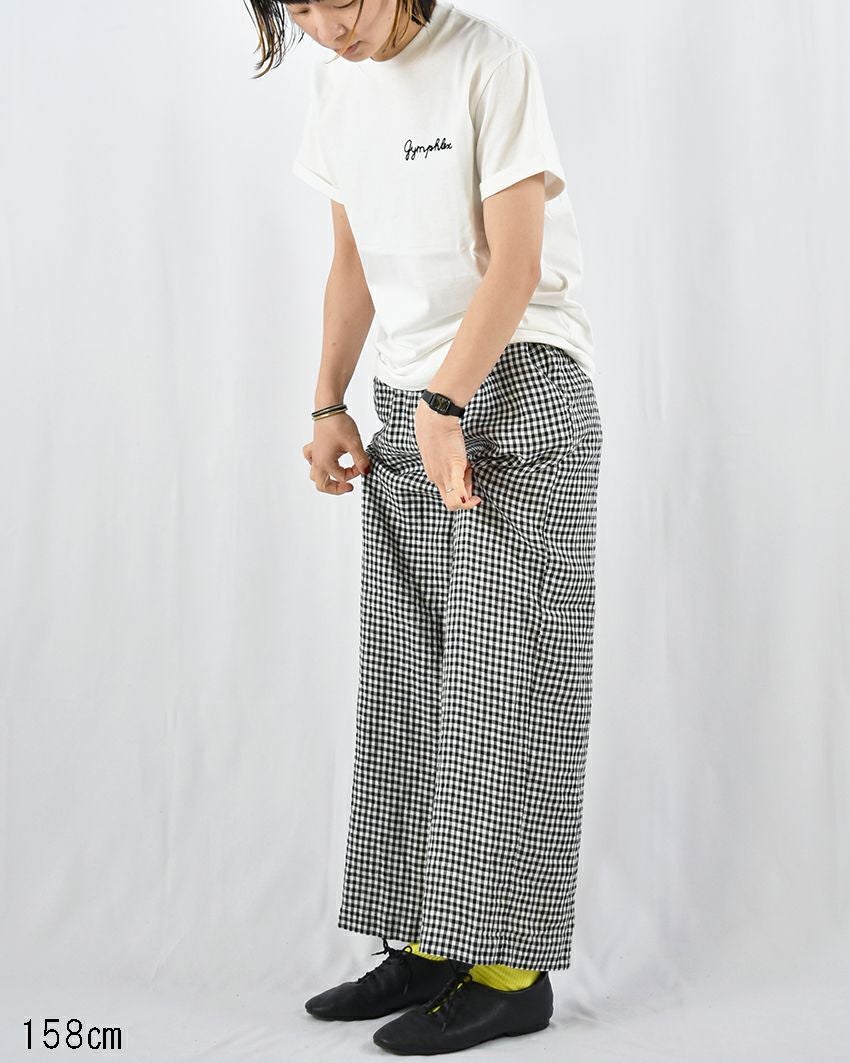 ICHI Antiquites リネンギンガムチェックイージーパンツ | FRENCH Bleu