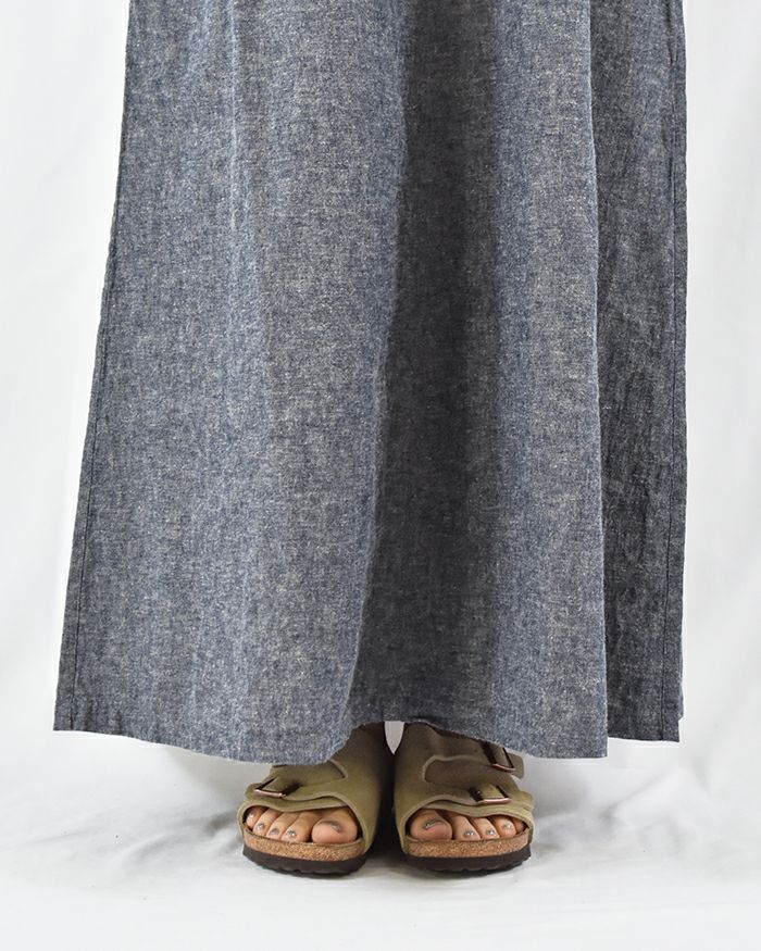 Sarahwear リネンコットンシャンブレーサロペットジャンパースカート