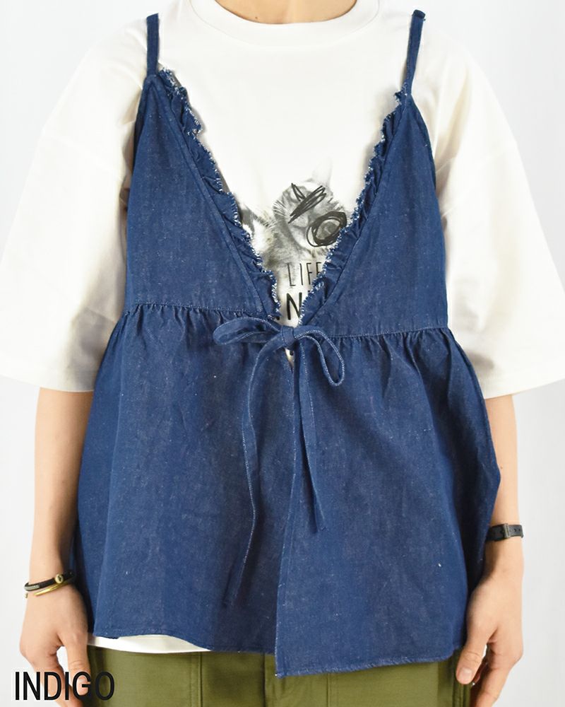 Gauze# ライトデニムカシュクールキャミソール | FRENCH Bleu .rooms