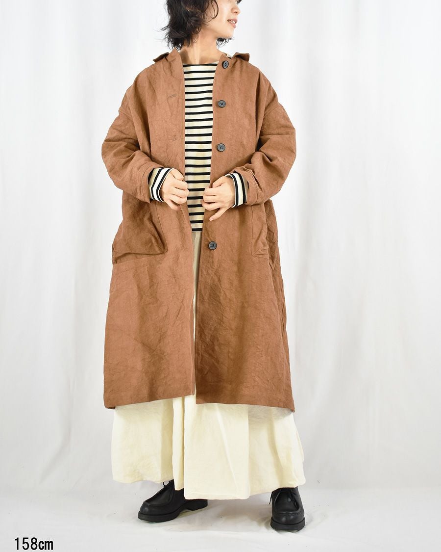 R 購入前にプロフ確認！ motomi.m ベルギーリネンタックコート motomi.m リネン和紙ポケットコート | FRENCH Bleu .rooms