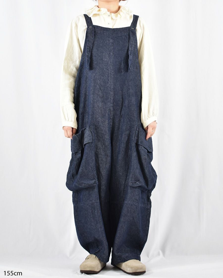 motomi.m リネンデニムポケットサロペット | FRENCH Bleu .rooms