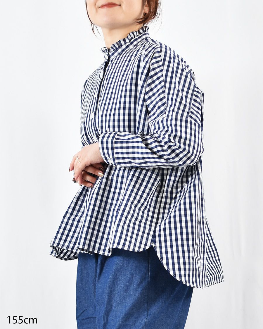 DANTON コットンフランネルバンドカラーシャツ | FRENCH Bleu .rooms