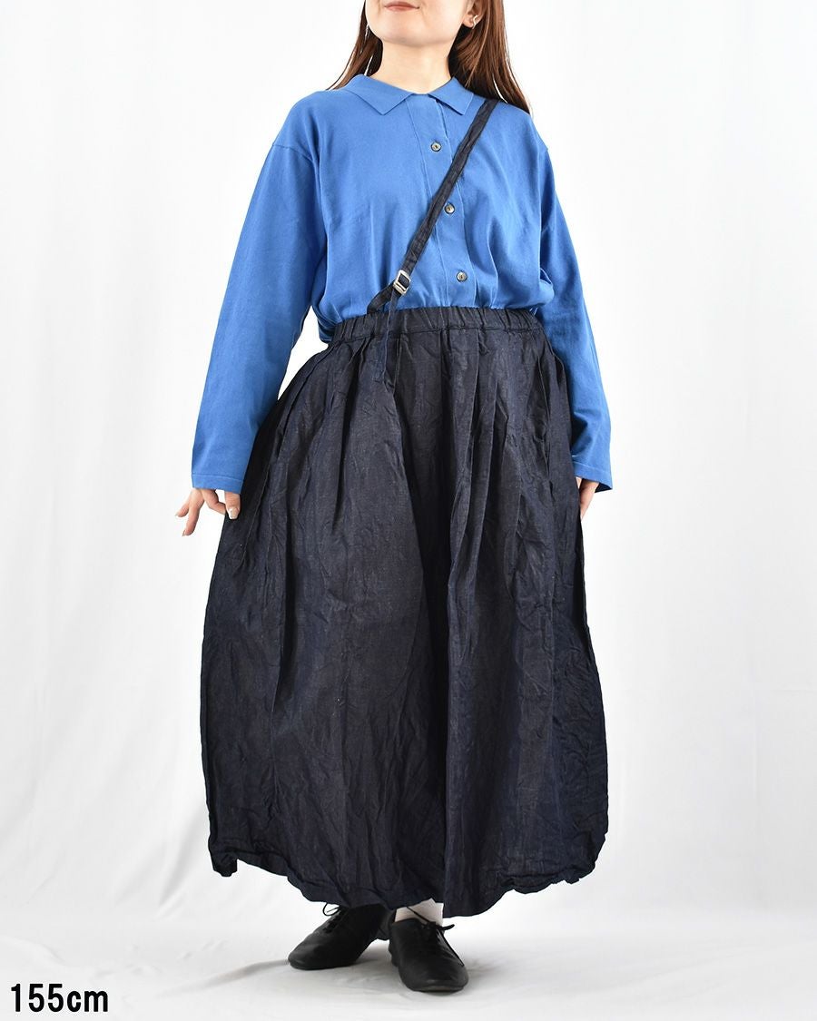 （g）グラム❁ライトデニムワンショルダースカート❁ インディゴ/F/リネン/美品 g) グラム ライトデニムワンショルダースカート | FRENCH Bleu .rooms