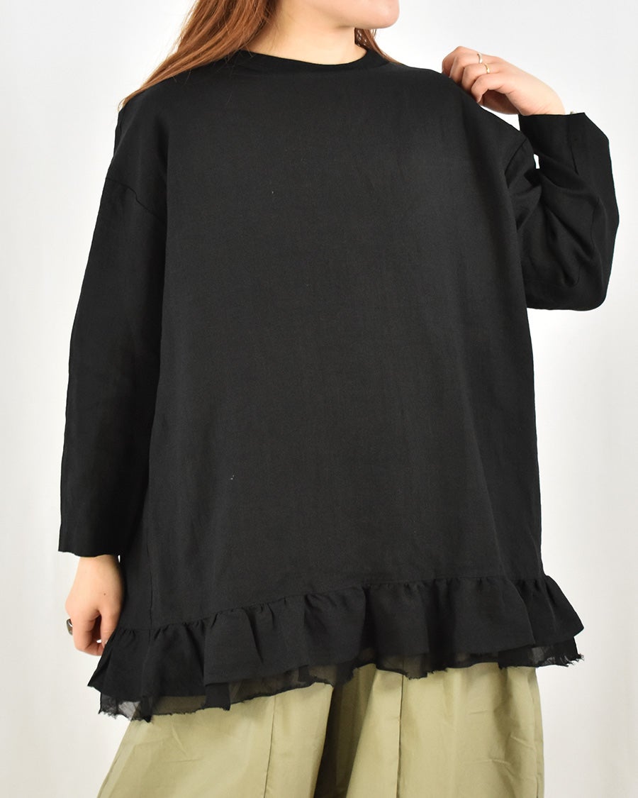 motomi.m リネンチビ衿フリルブラウス　新品 motomi.m リネンチビ衿フリルブラウス | FRENCH Bleu .rooms