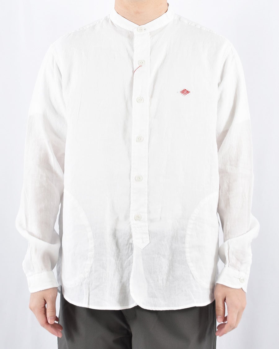 DANTON リネンクロスバンドカラーシャツ MENS | FRENCH Bleu .rooms
