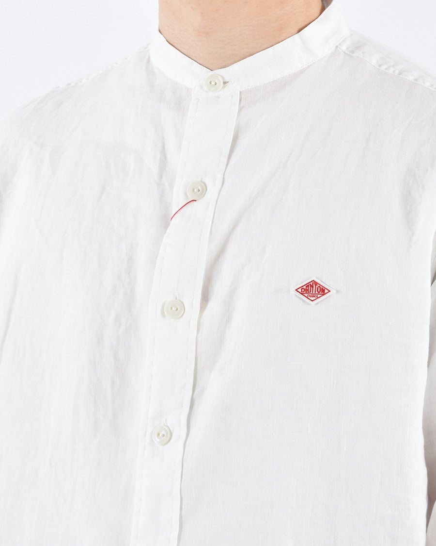 DANTON リネンクロスバンドカラーシャツ MENS | FRENCH Bleu .rooms