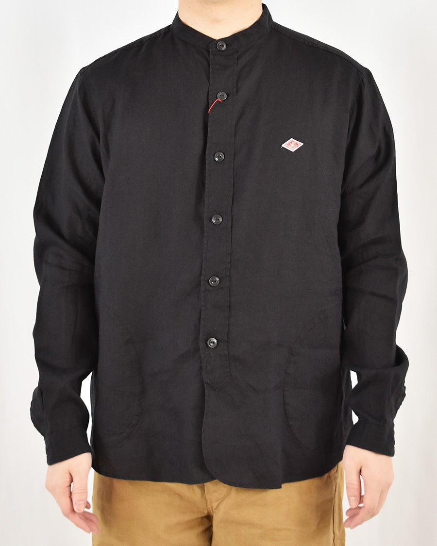 DANTON リネンクロスバンドカラーシャツ MENS | FRENCH Bleu .rooms