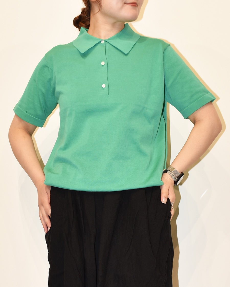 【新品】RYE TENDER adams polo / green RYE TENDER コットンニットポロ ADAMS LDS | FRENCH Bleu .rooms