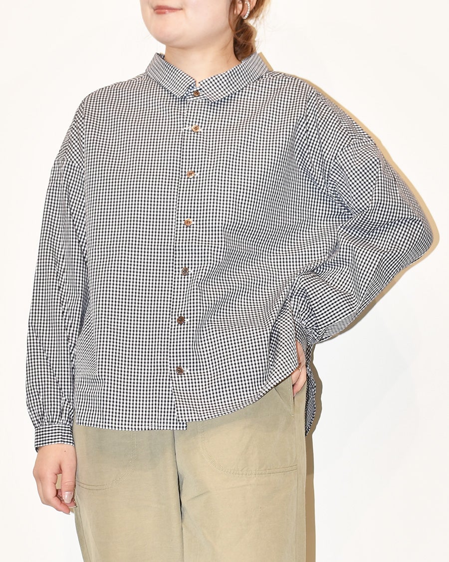 ICHI Antiquite's リネンコットンタータンチェックワイドシャツ