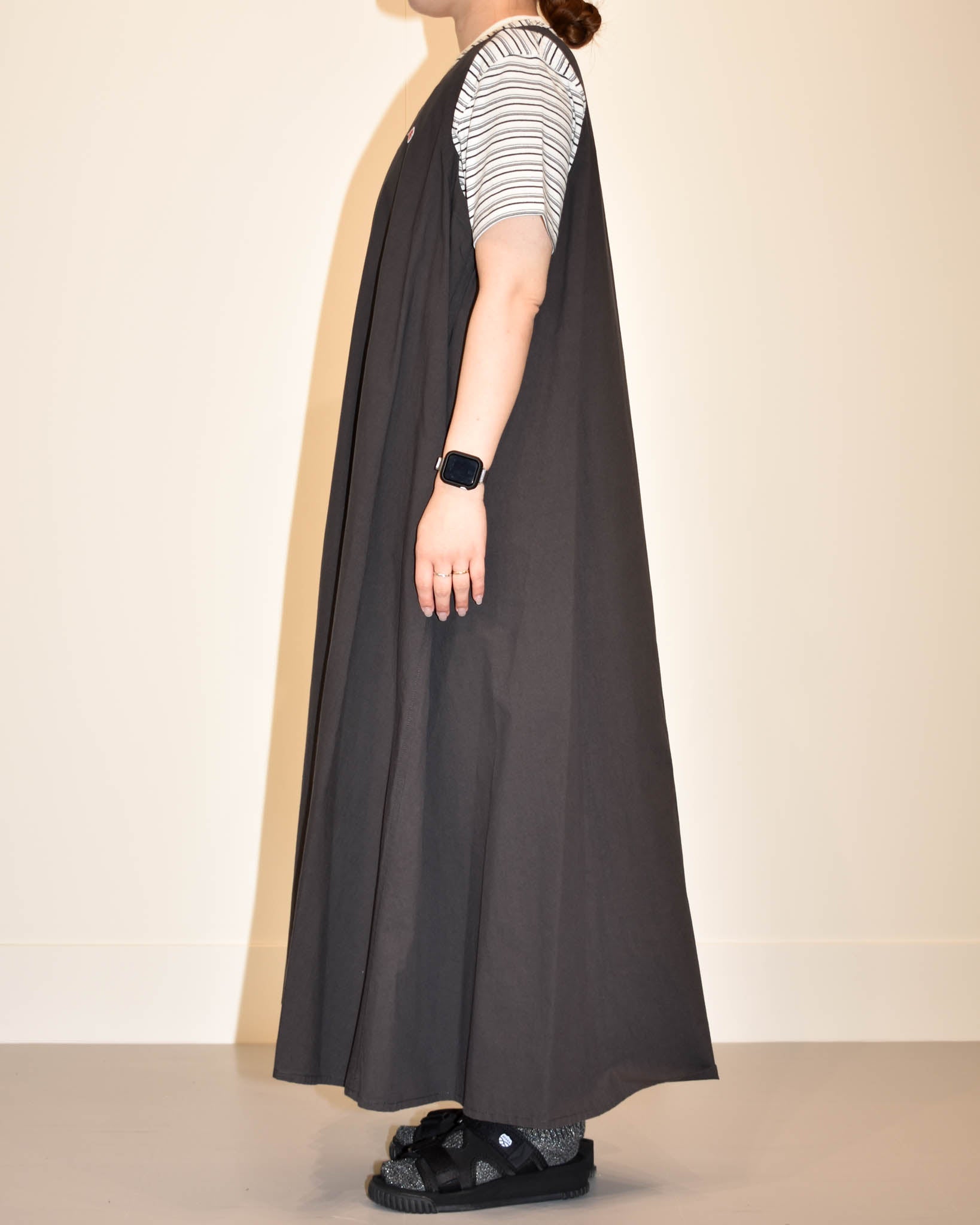 DANTON ハイカウントコットンクロスVネックノースリーブドレス