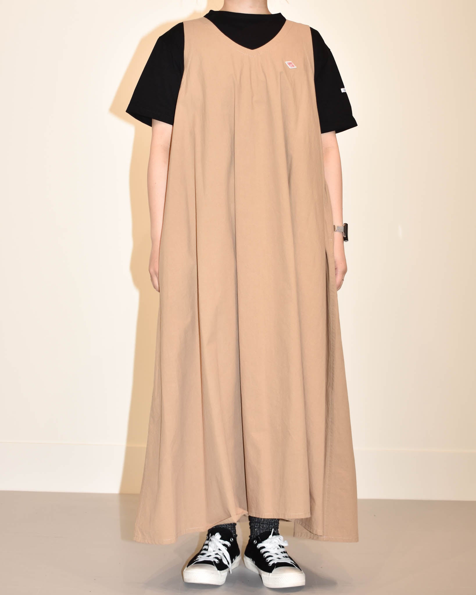 DANTON ハイカウントコットンクロスVネックノースリーブドレス