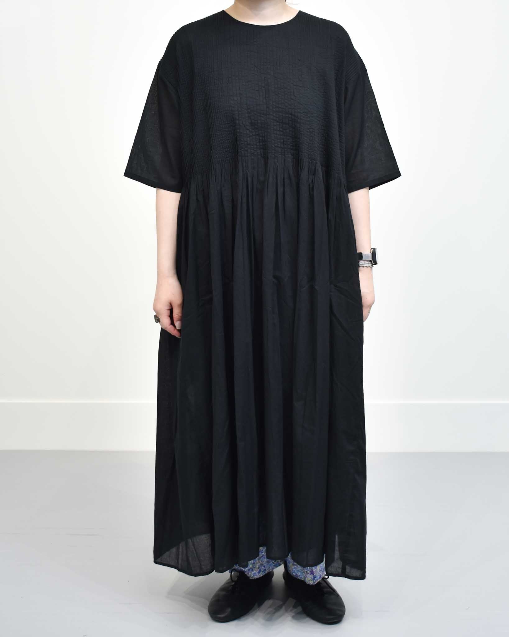 maison de soil コットンボイルクルーネックミニピンタック半袖