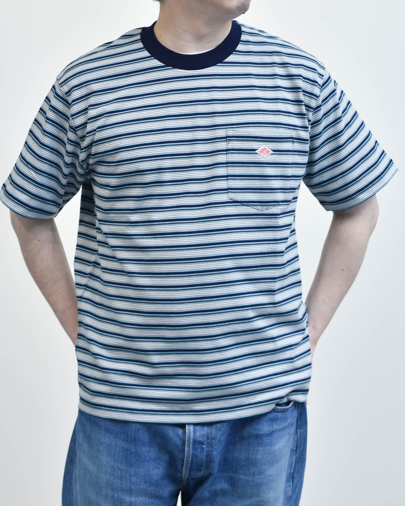 DANTON T/CジャージストライプポケットTシャツ MENS | FRENCH Bleu .rooms