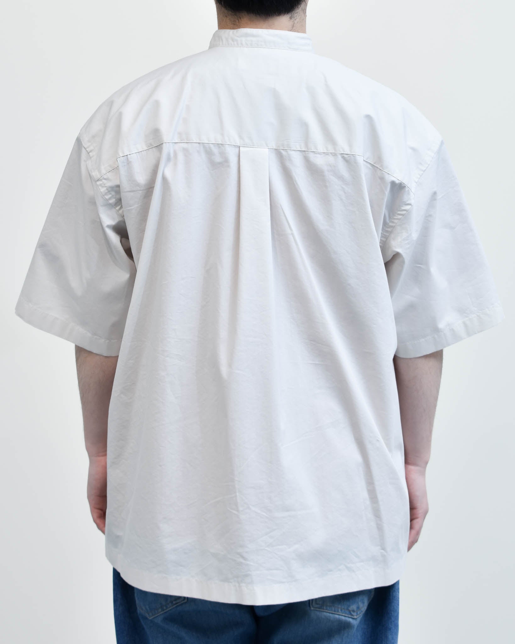 Gymphlex タイプライターバンドカラー半袖シャツ MENS | FRENCH Bleu