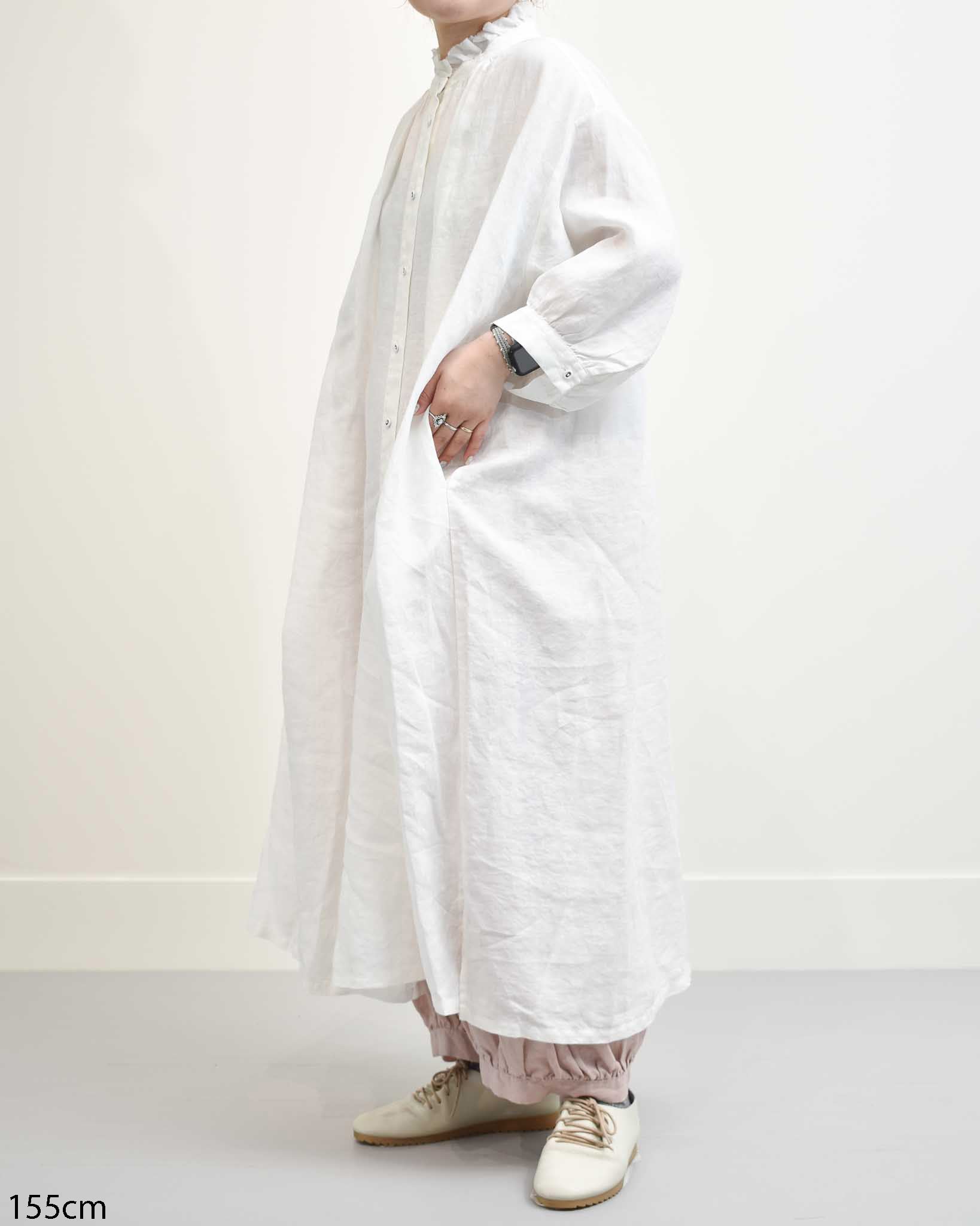 【美品】 motomi.m ワンピースセミオーダー　フレンチブリュ motomi.m 前あきフリルギャザーワンピース | FRENCH Bleu .rooms