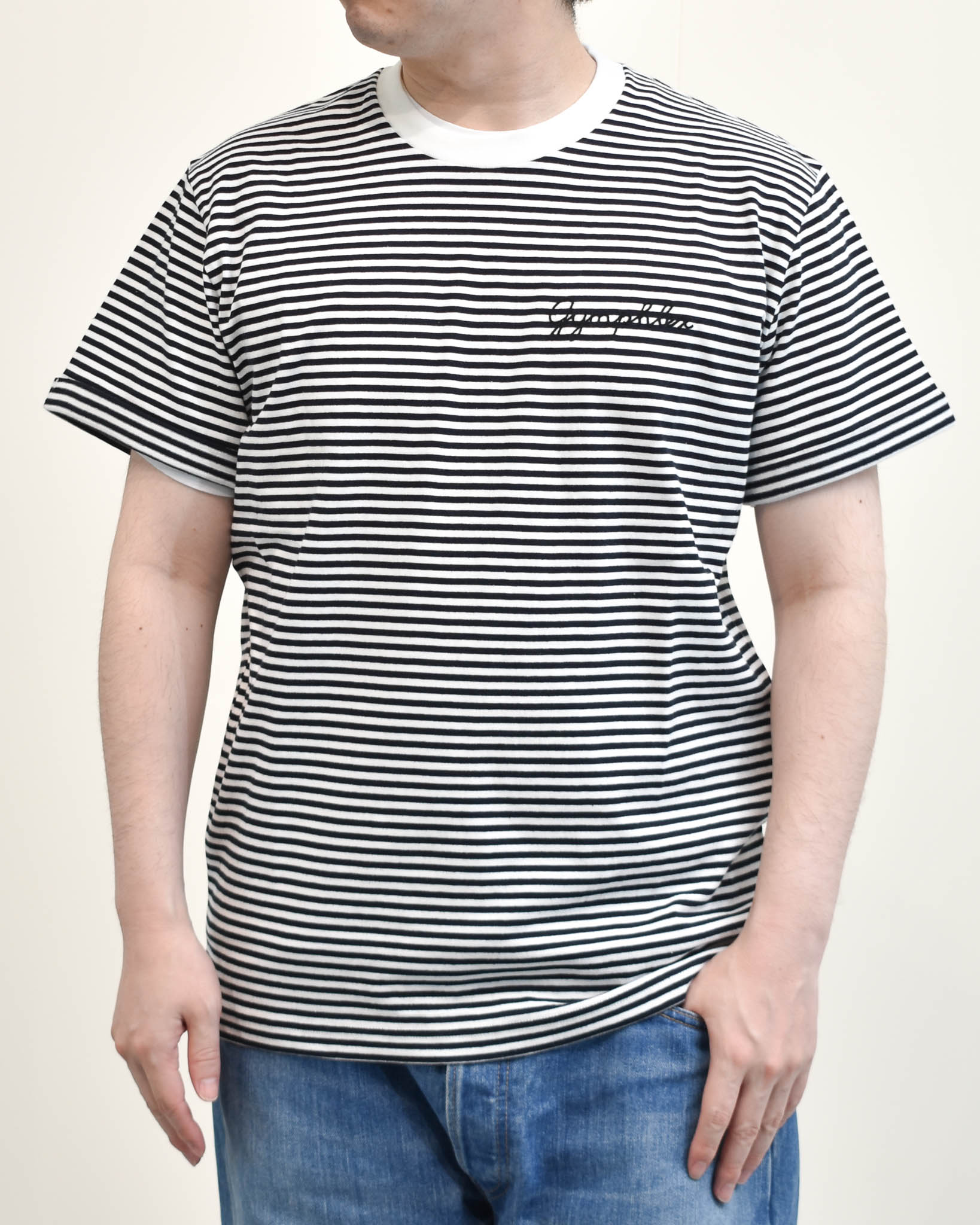 カットソー(半袖/袖なし) roku SKIPPER NECK FRENCH SLEEVE PULLOVER Men's Riviera Midweight T-shirt in Navy | Sunspel