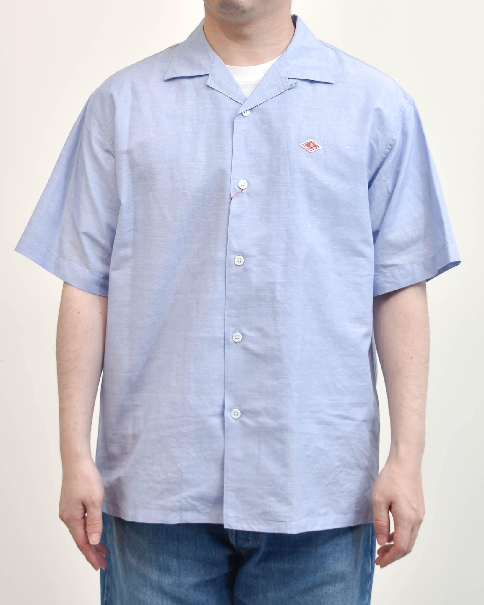 DANTON コットンリネンスラブオープンカラー半袖シャツ MENS | FRENCH