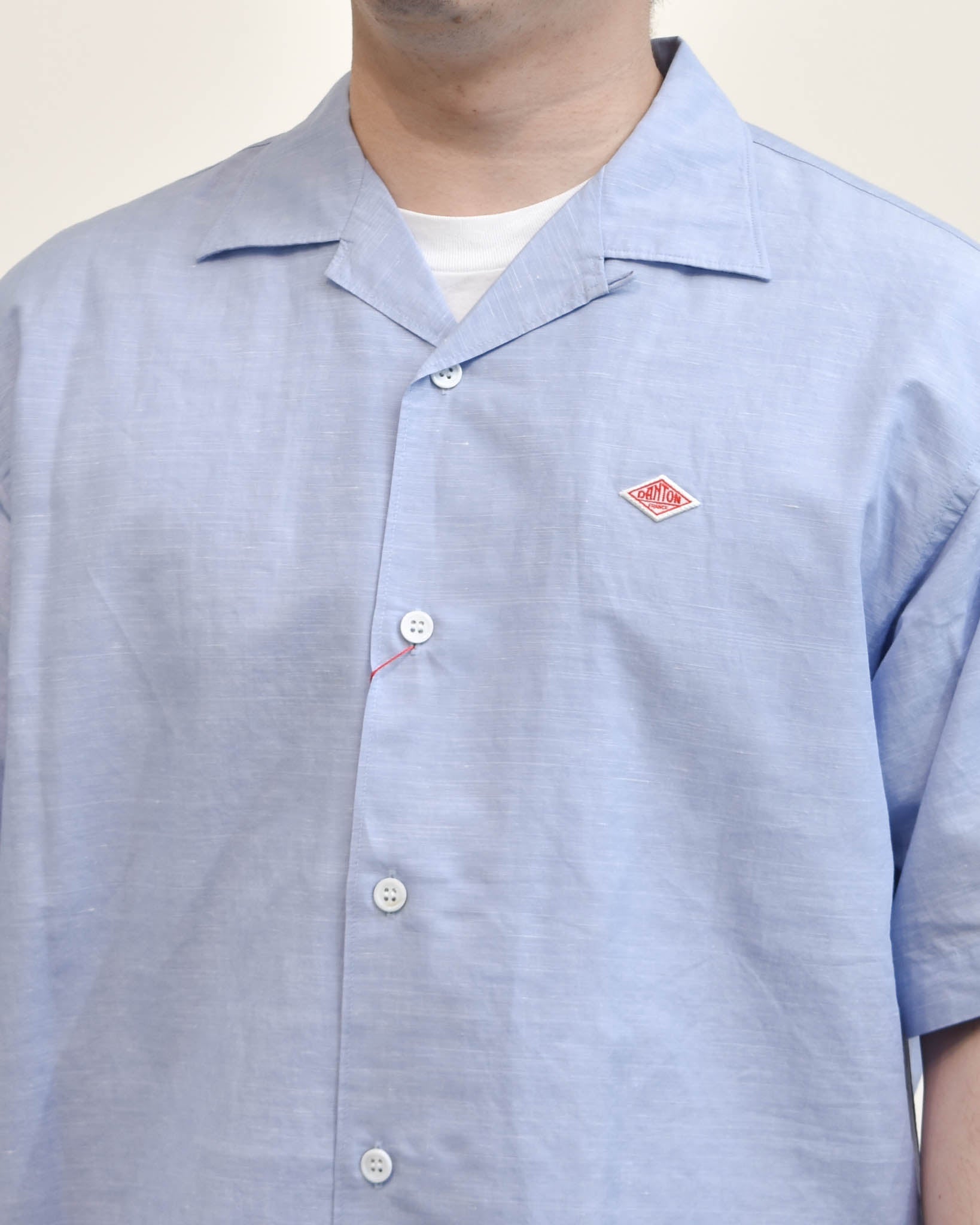 DANTON コットンリネンスラブオープンカラー半袖シャツ MENS | FRENCH