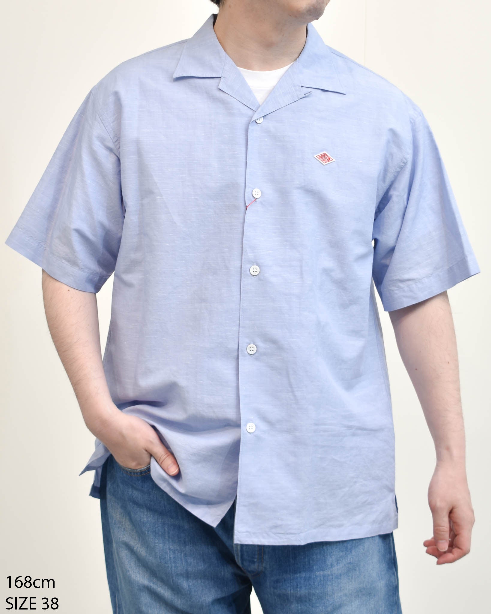 DANTON コットンリネンスラブオープンカラー半袖シャツ MENS | FRENCH