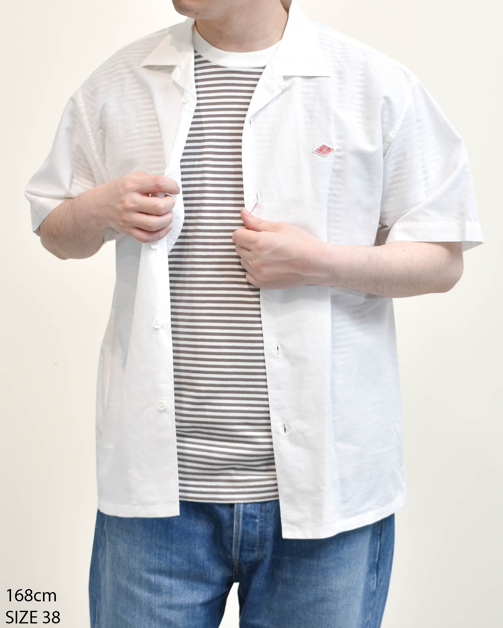 DANTON コットンリネンスラブオープンカラー半袖シャツ MENS | FRENCH