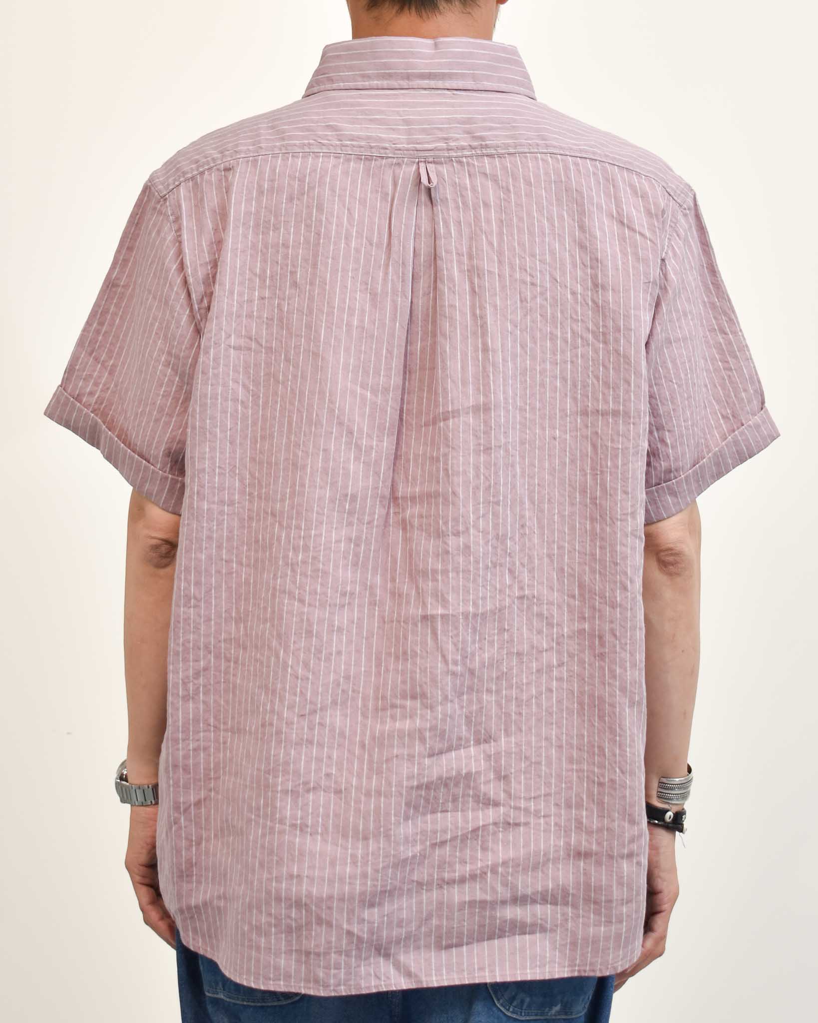DANTON リネンコットンストライプ半袖プルオーバー MENS | FRENCH Bleu