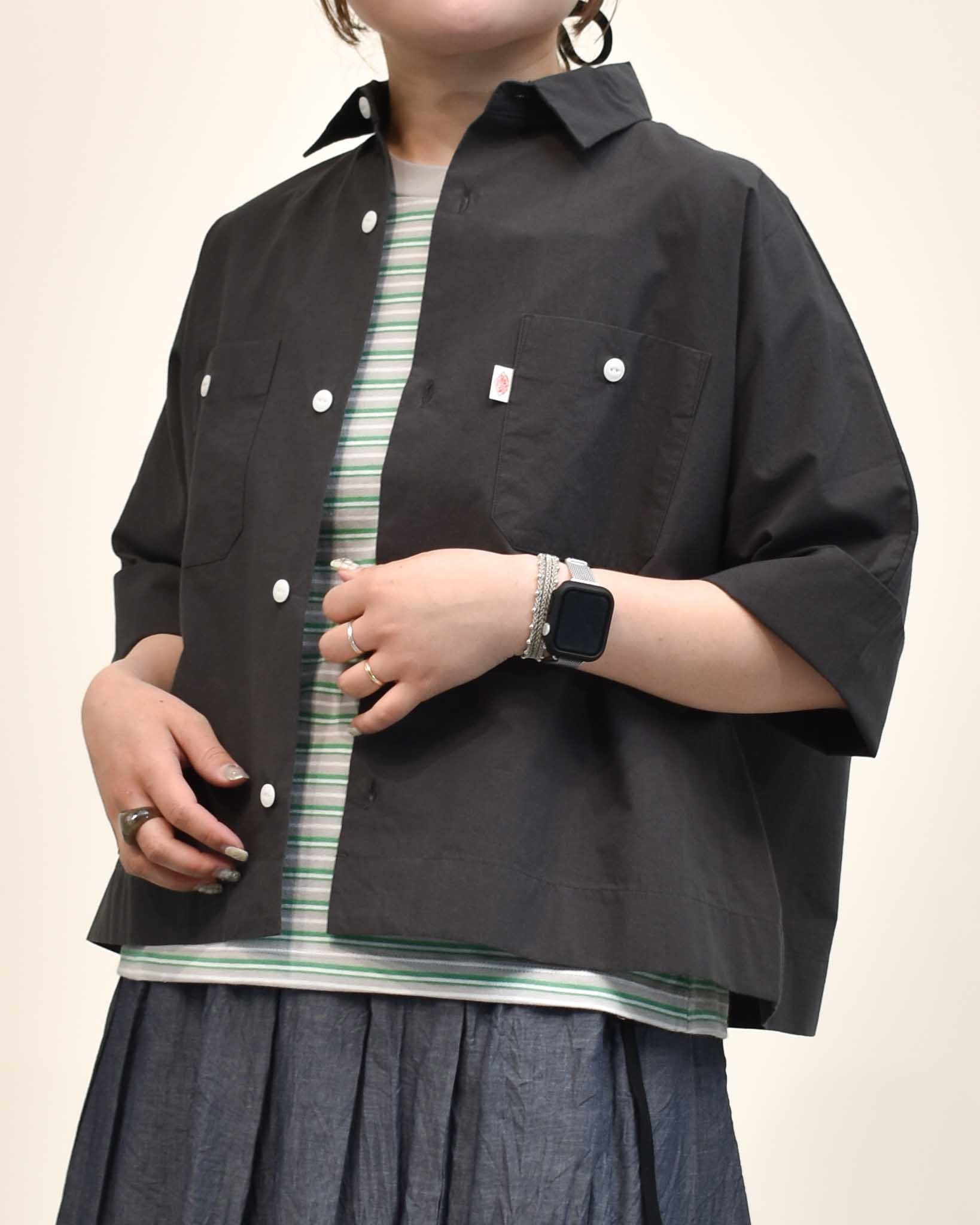 Lin francais d'antan Breton  ブルトン ギャザー 半袖 プルオーバー ブラウス シャツ ネイビー レディース ランフランセダンタン【中古】5-0709S∞ Atelier d'antan (アトリエ ダンタン) ギャザーブラウス Breton