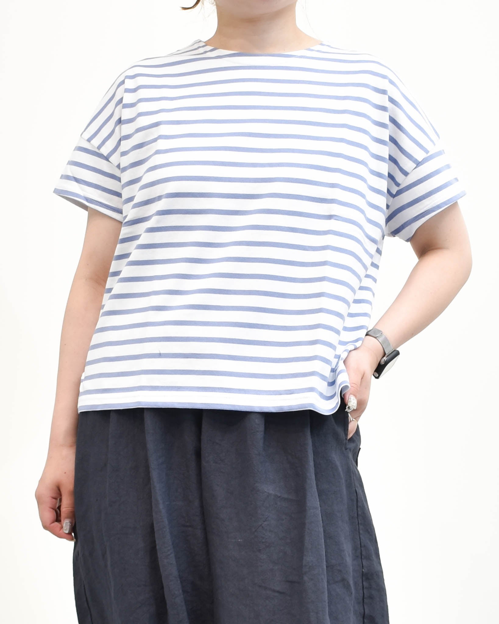 ORCIVAL 40/2ストライプドロップショルダー半袖 | FRENCH Bleu .rooms