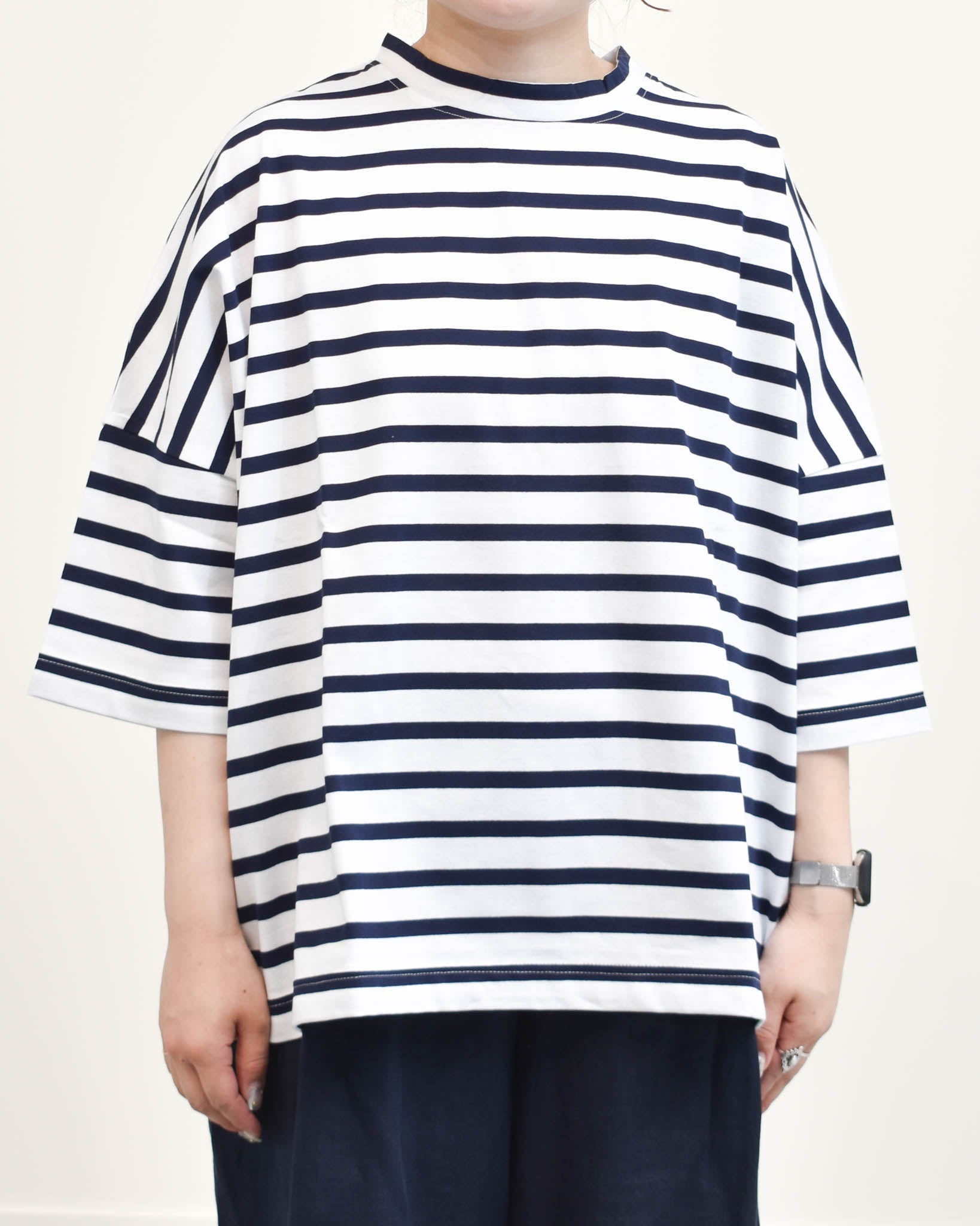 motomi.m 天竺ボーダーワイドTEE | FRENCH Bleu .rooms