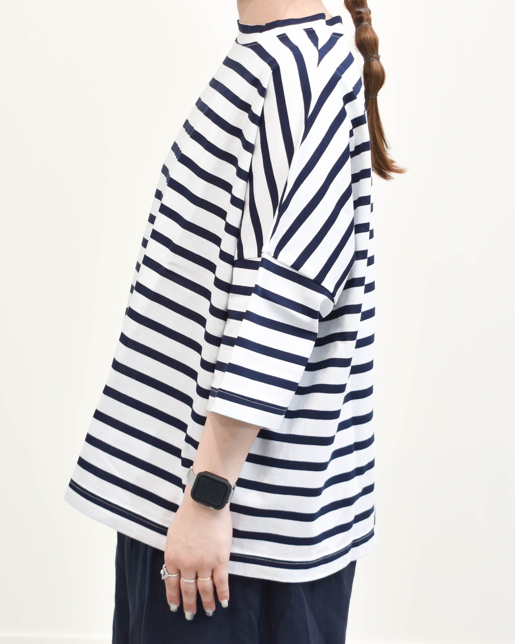 motomi.m 天竺ボーダーワイドTEE | FRENCH Bleu .rooms