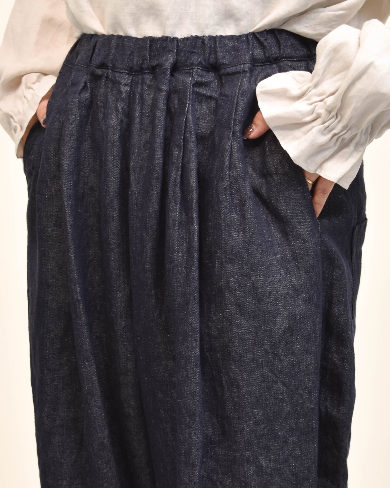 motomi.m リネン デニム サルエルパンツ リネンデニムサルエルパンツ